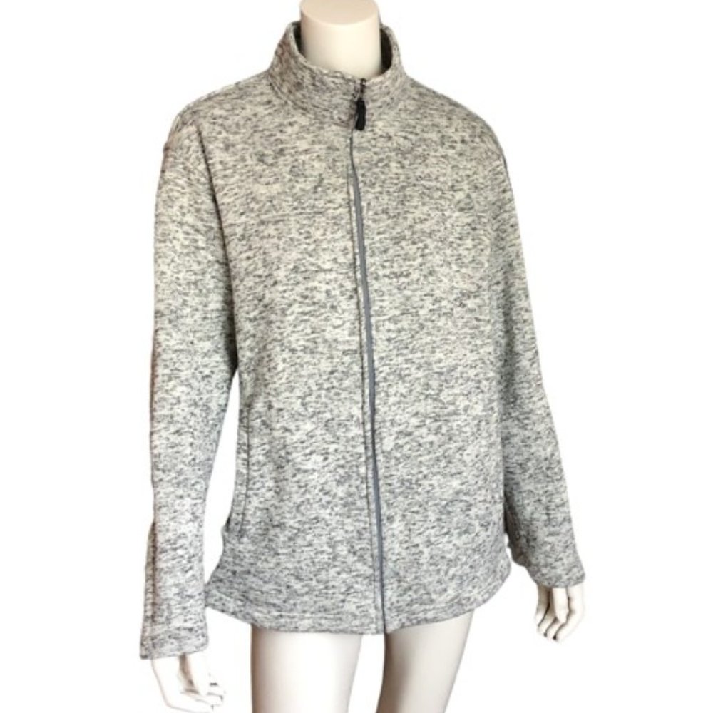 Light Gray Zip-Up Women's Sweater Jacket